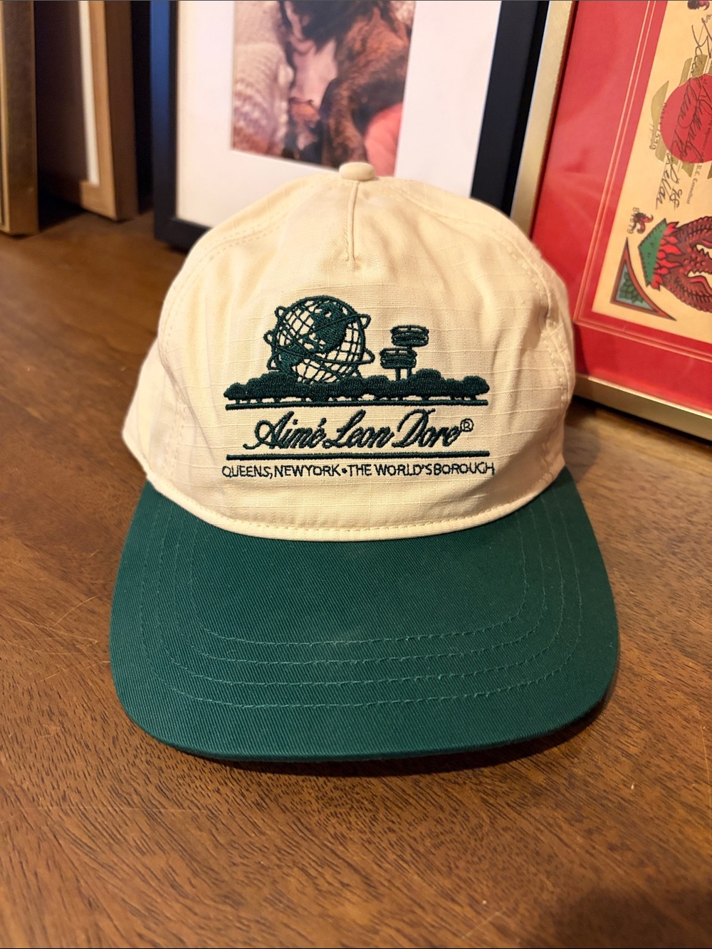 AIMÉ LEON DORE NEW Green Cream Unisphere Hat Embroidered Baseball Cap Aime